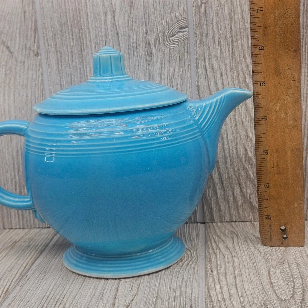 Vintage Fiesta Turquoise Teapot Homer Laughlin HLC Blue Art Deco Chipped